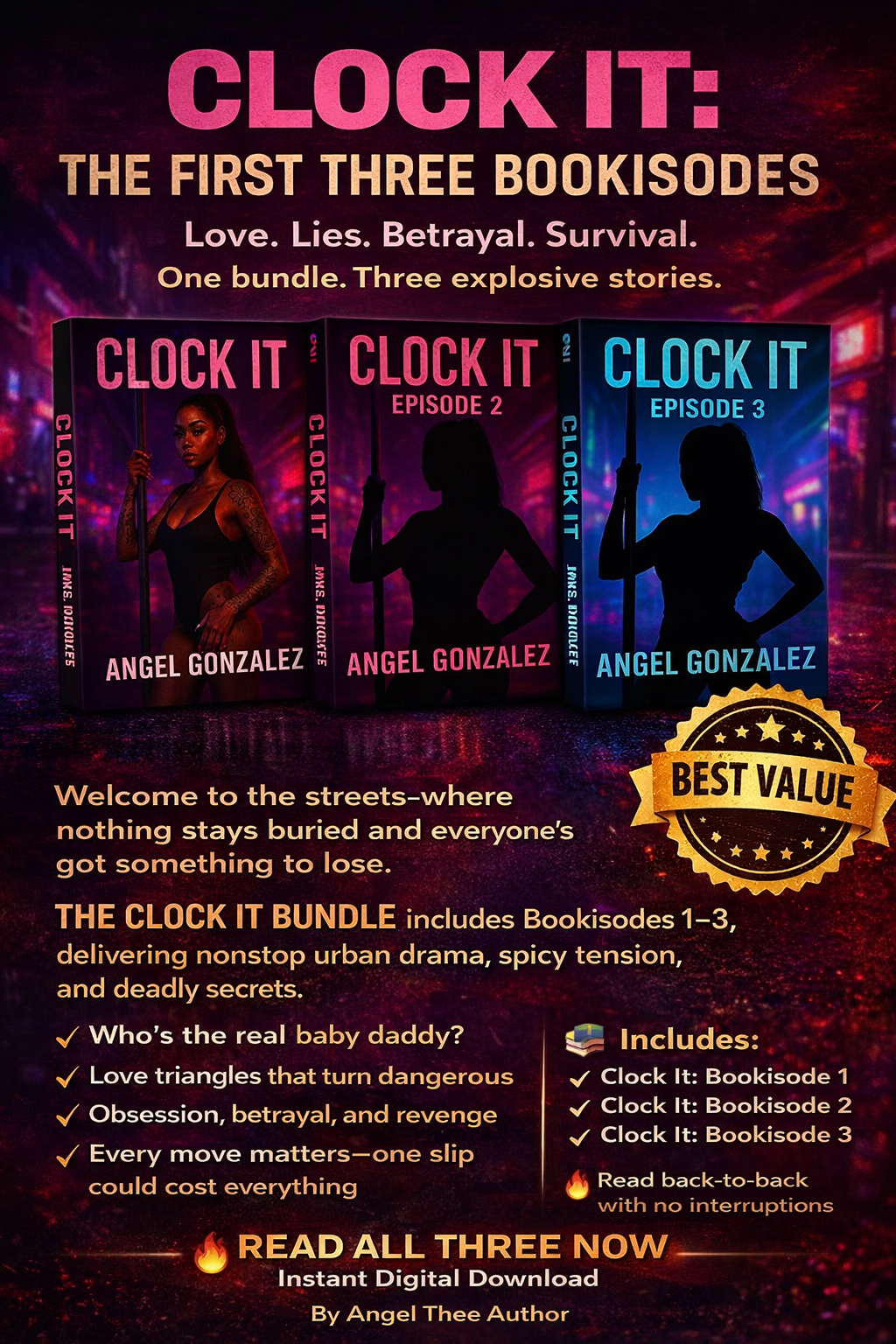 Clock It Bundle: Bookisodes 1-3 by Angel Thee Author (Angel Gonzalez) Urban Fiction